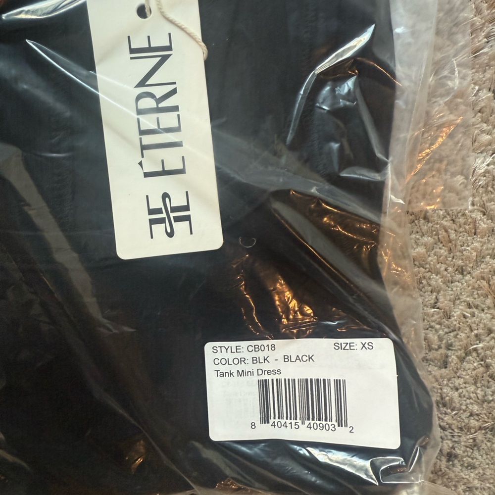 NWT Eterne Black Mini Tank Dress, XS - Picture 5 of 5